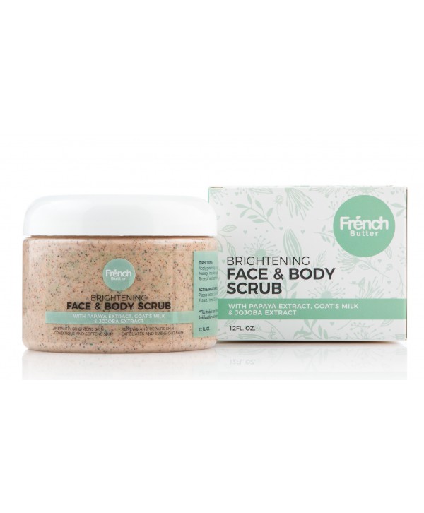 Brightening Face & Body Scrub wt Goat's Milk, Apricot, Jojoba & Papain Extracts 12oz 